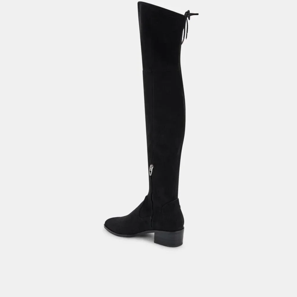 BNIB Dolce Vita Alsie Over-the-Knee Flat Boot in Black Stella Suede